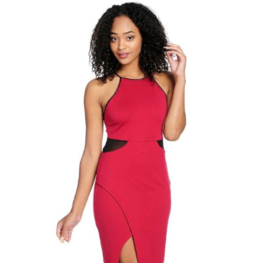 NWOT Sleeveless Red and Black Mesh Dress XL